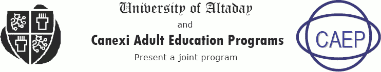 graphic of header: University of Altaday and Canexi Adult Education Programs Present a joint program